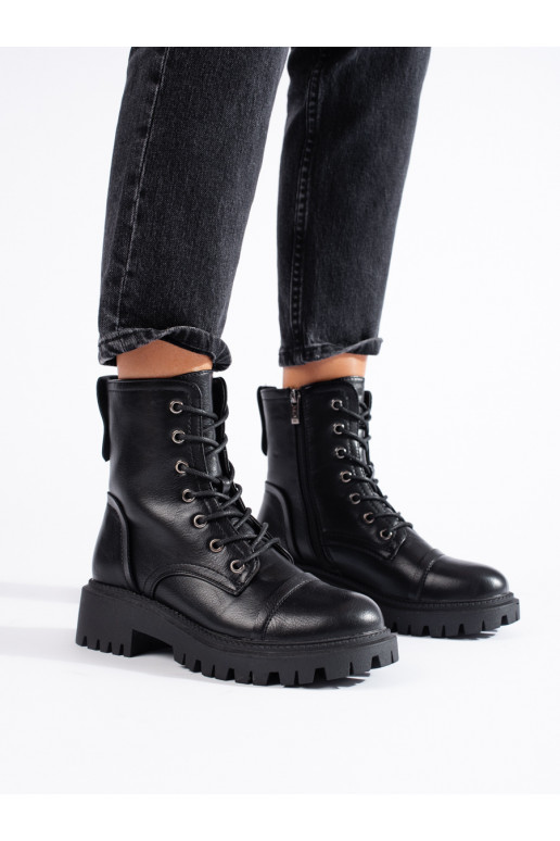 Melns sieviešu zābaki no eko ādas