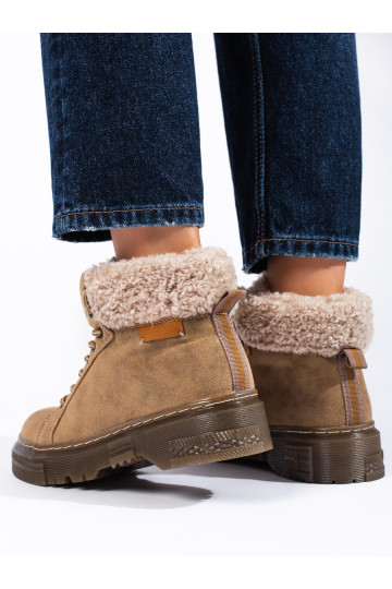 brūnas krāsas  sieviešu apavi  ar kažokādu 2