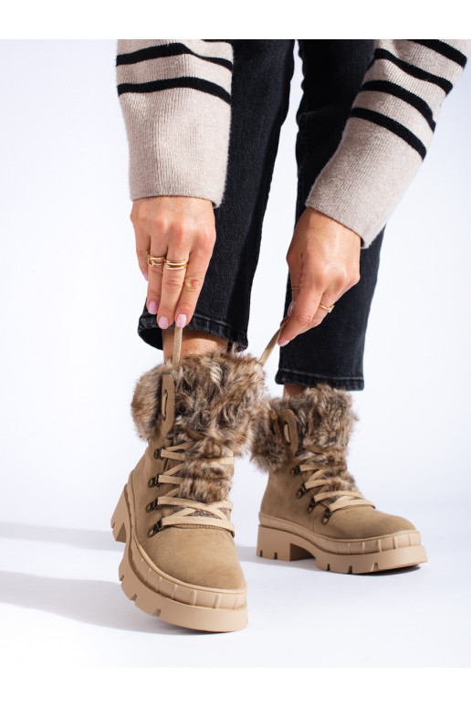 apavi  ar kažokādu brūnas krāsas