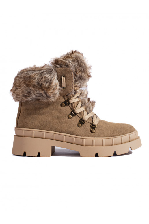 apavi  ar kažokādu brūnas krāsas