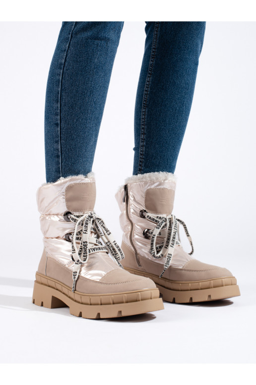 smilšu krāsas Sieviešu sniega zābaki ar kažokādu