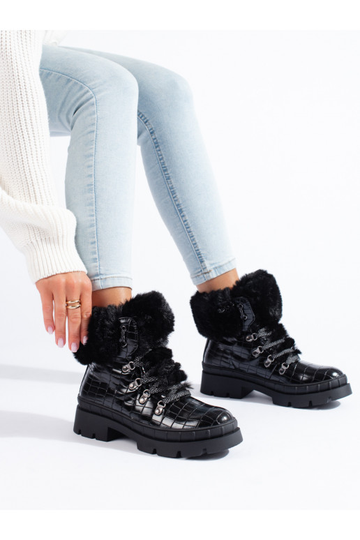 apavi  ar kažokādu Melnas krāsas