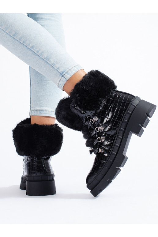 apavi  ar kažokādu Melnas krāsas