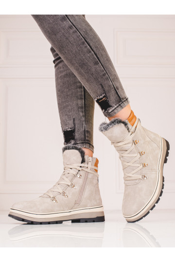 Pelēkas krāsas Sieviešu zābaki ar siltinājumu 2