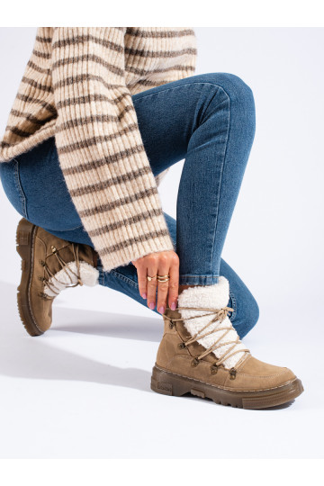 brūnas krāsas Sieviešu sniega zābaki ar kažokādu