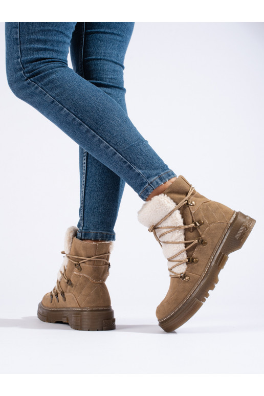 brūnas krāsas Sieviešu sniega zābaki ar kažokādu