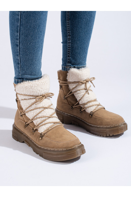 brūnas krāsas Sieviešu sniega zābaki ar kažokādu