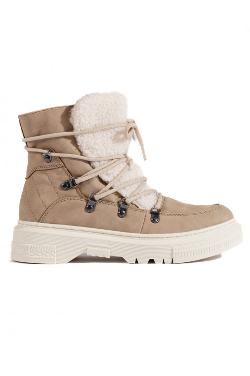 smilšu krāsas Sieviešu sniega zābaki ar kažokādu