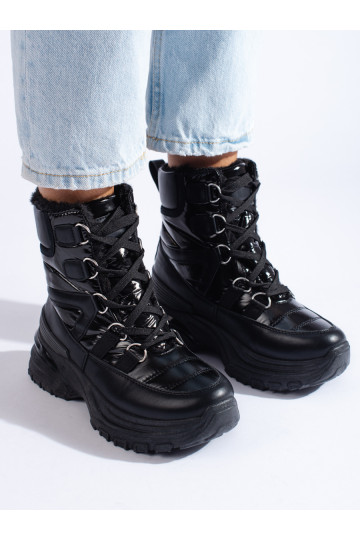 Melns Sieviešu sniega zābaki ar kažokādu Potocki 2