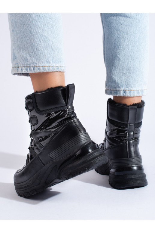 Melns Sieviešu sniega zābaki ar kažokādu Potocki