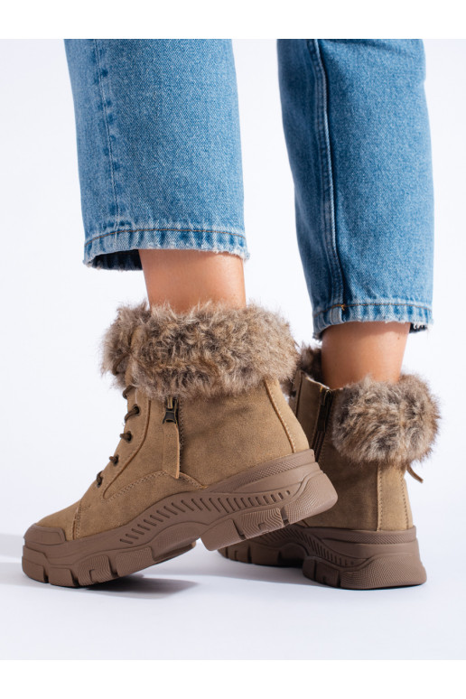 brūnas krāsas Sieviešu zābaki ar kažokādu