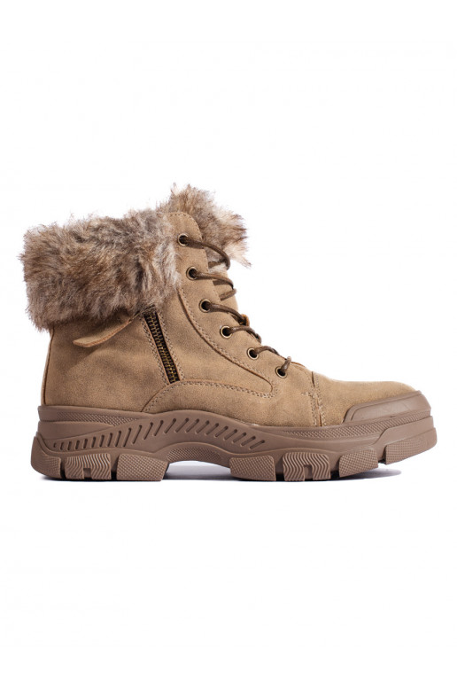 brūnas krāsas Sieviešu zābaki ar kažokādu