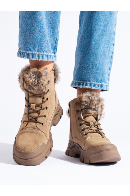 brūnas krāsas Sieviešu zābaki ar kažokādu