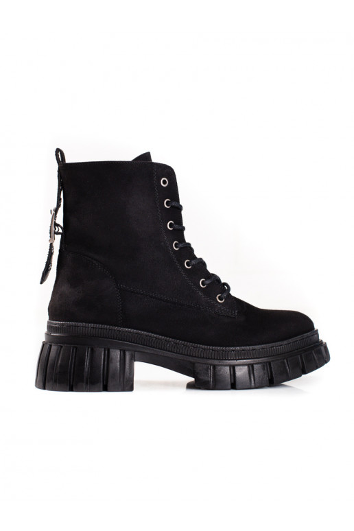 zamšādas  sieviešu apavi  ar platformu T.Sokolski Melnas krāsas