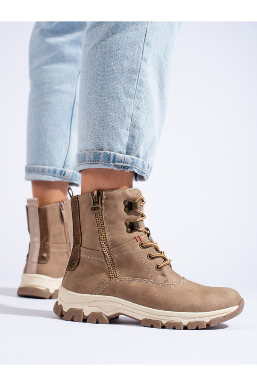 šņorējami zābaki ar dekoratīvu rāvējslēdzēju  