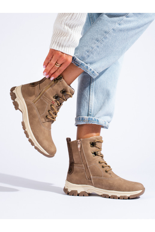 šņorējami zābaki ar dekoratīvu rāvējslēdzēju  