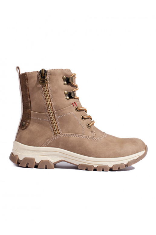 šņorējami zābaki ar dekoratīvu rāvējslēdzēju  