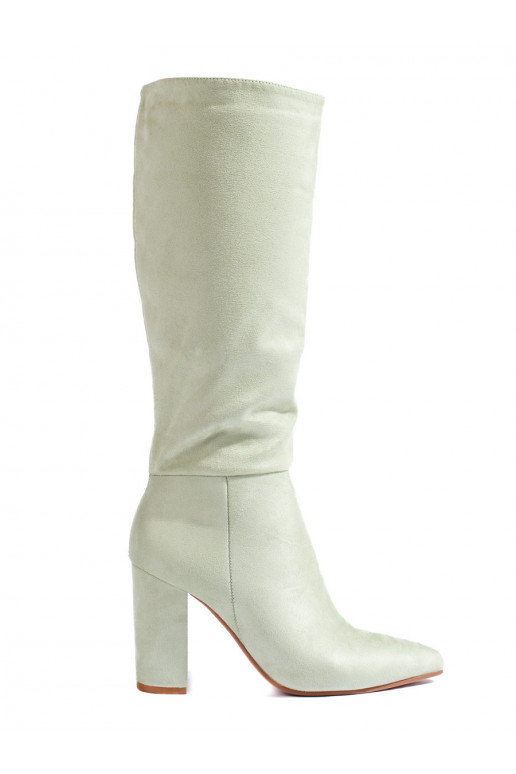 Sieviešu garie zābaki no eko zamšādas zaļš