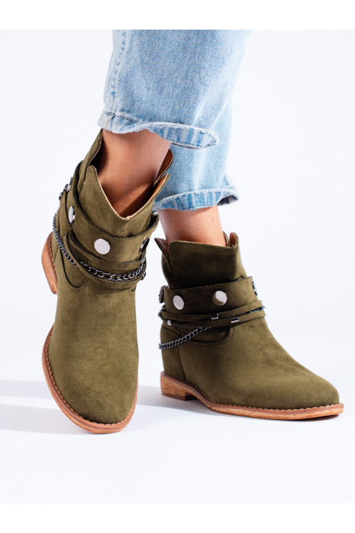 zamšādas sieviešu zābaki  zaļš