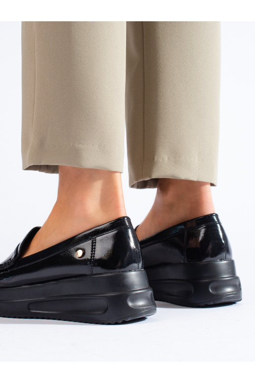 Laque Melnas krāsas mokasīni uz biezas platformas