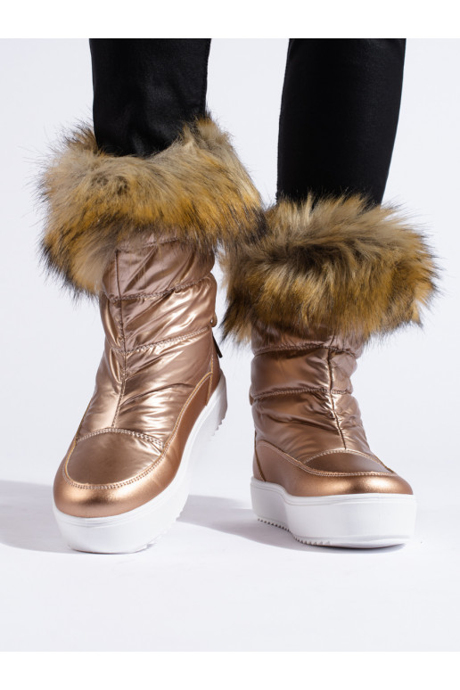  rozā krāsa Sieviešu sniega zābaki ar kažokādu