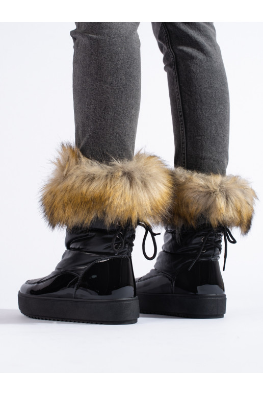  Melnas krāsas Sieviešu sniega zābaki ar kažokādu