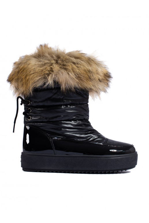  Melnas krāsas Sieviešu sniega zābaki ar kažokādu