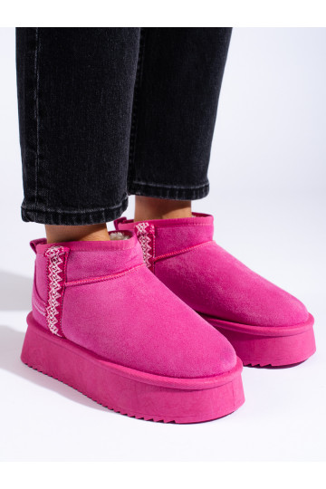 zamšādas Sieviešu sniega zābaki ar platformu rozā krāsa 2