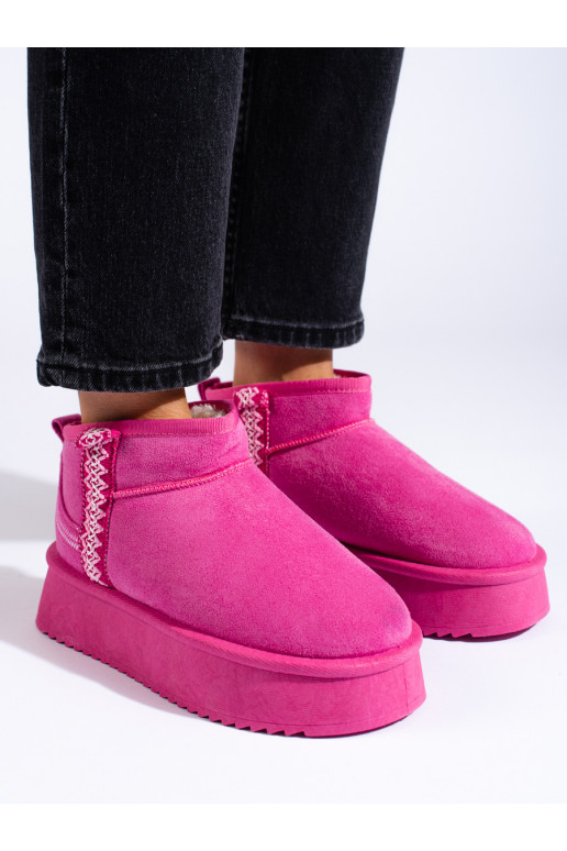 zamšādas Sieviešu sniega zābaki ar platformu rozā krāsa