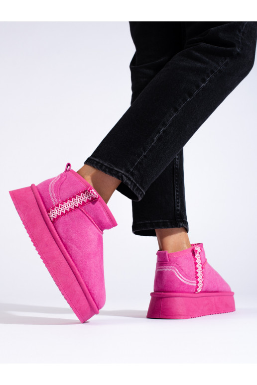 zamšādas Sieviešu sniega zābaki ar platformu rozā krāsa