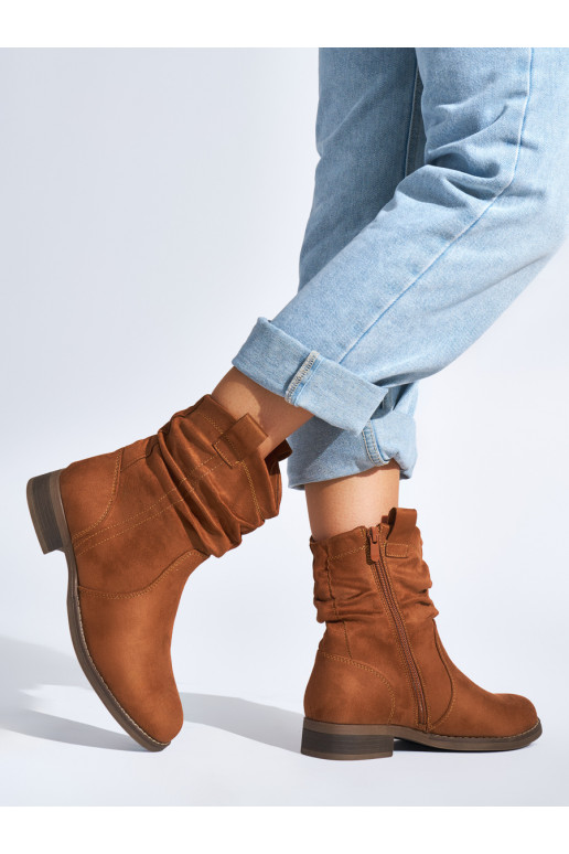 zamšādas brūnas krāsas sieviešu zābaki