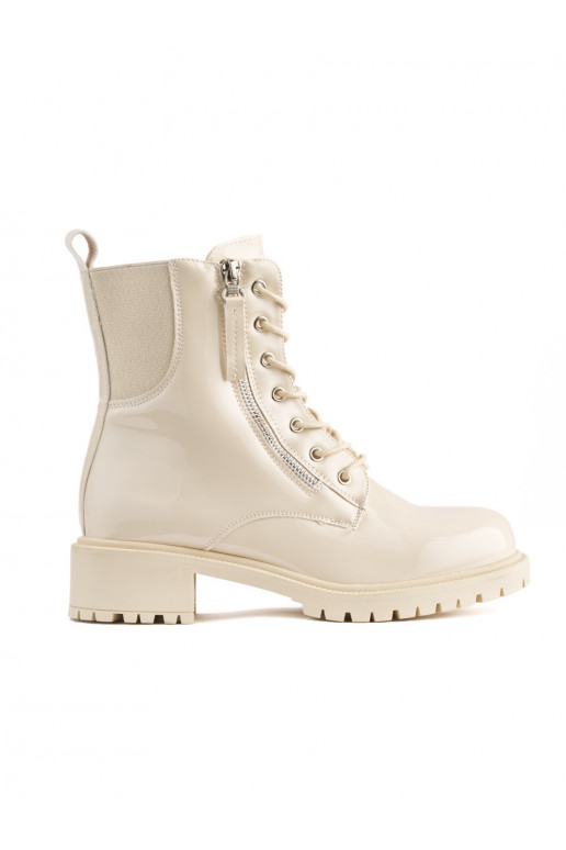 smilšu krāsas lakoti puszābaki  ar platformu