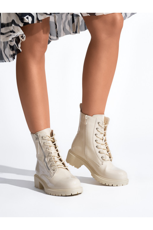 smilšu krāsas lakoti puszābaki  ar platformu