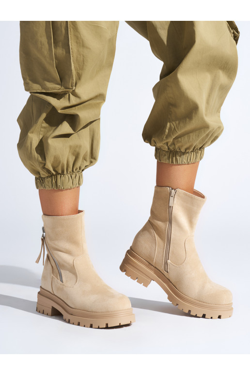 brūnas krāsas sieviešu zābaki z ozdobnym zamkiem