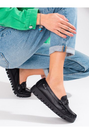 Melns sieviešu mokasīni ar platformu 2