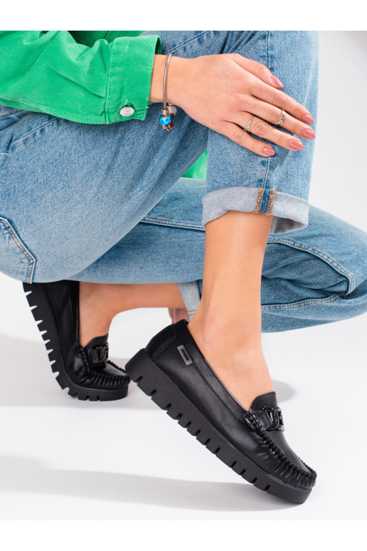 Melns sieviešu mokasīni ar platformu