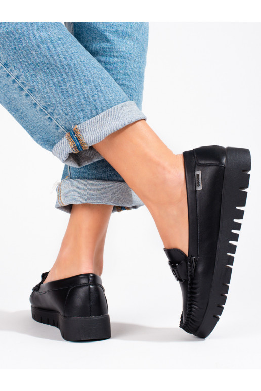 Melns sieviešu mokasīni ar platformu