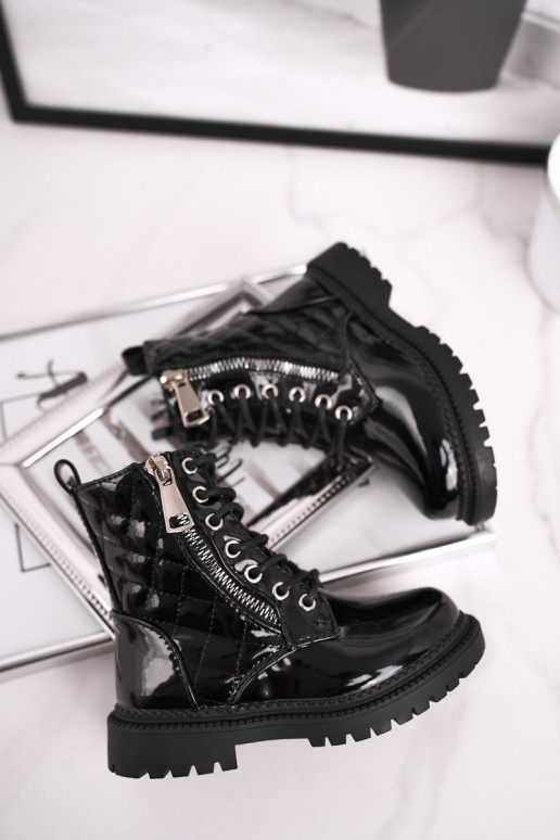 Melnas krāsas lakots sieviešu zābaki