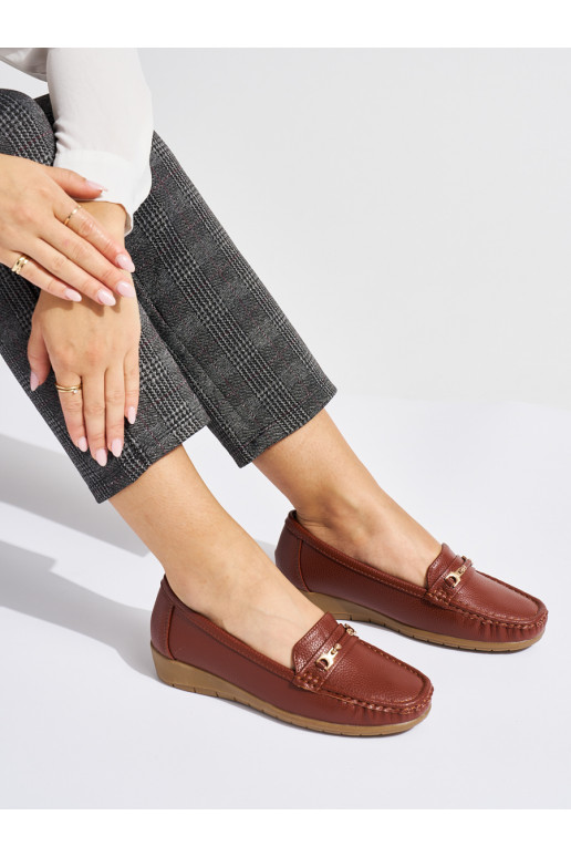 brūnas krāsas sieviešu mokasīni ze zdobieniem