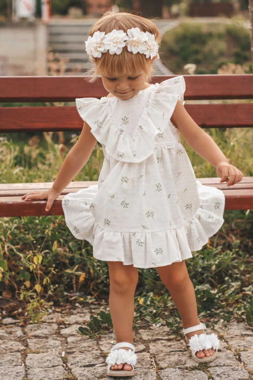 Bērnu sandales ar ziediem baltā krāsā Bērnu sandales ar ziediem baltā krāsā