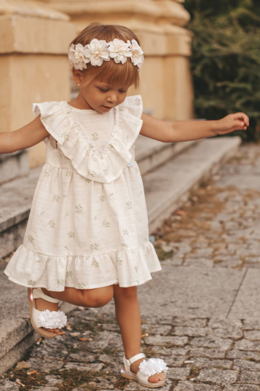 Bērnu sandales ar ziediem baltā krāsā Bērnu sandales ar ziediem baltā krāsā