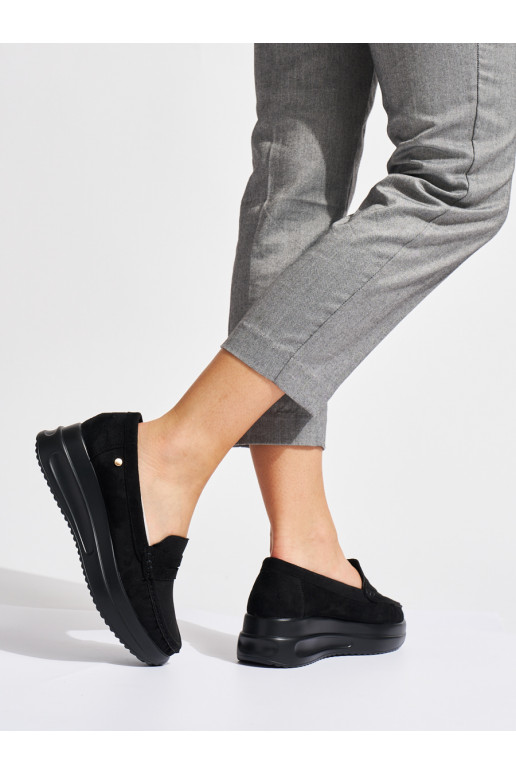 zamšādas Melnas krāsas mokasīni uz biezas platformas
