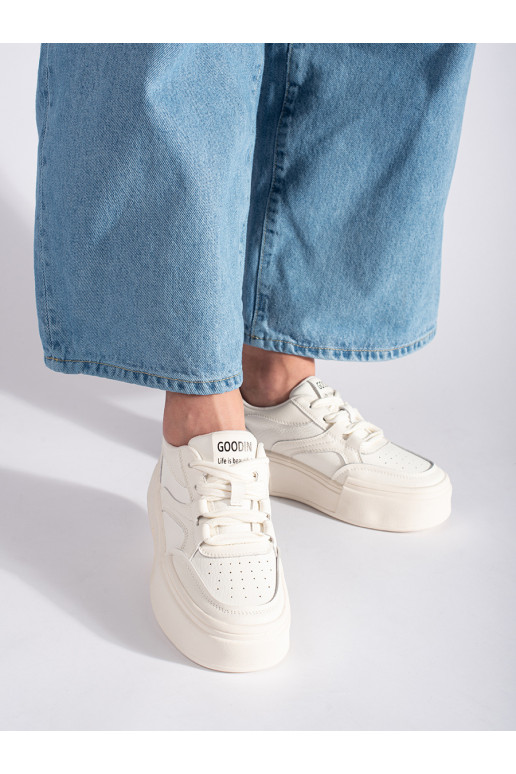 Baltas klasiska modeļa sieviešu kedas paaugstināta zole