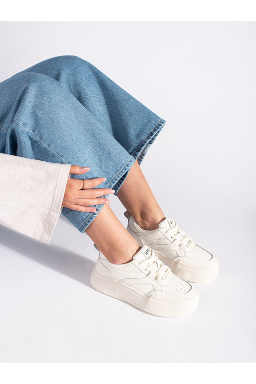 Baltas klasiska modeļa sieviešu kedas paaugstināta zole