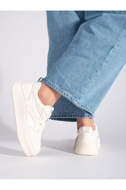 Baltas klasiska modeļa sieviešu kedas paaugstināta zole