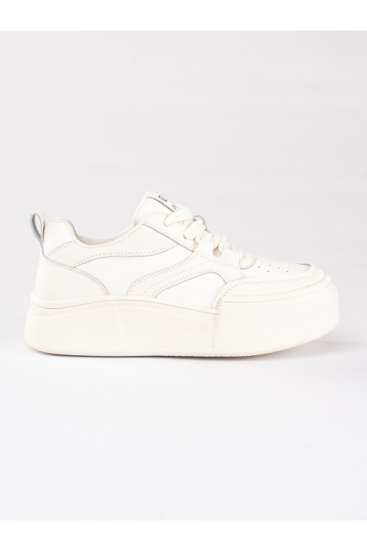 Baltas klasiska modeļa sieviešu kedas paaugstināta zole