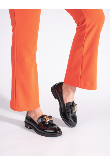 Melns  sieviešu mokasīni ar rotaļu lācīšiem 2