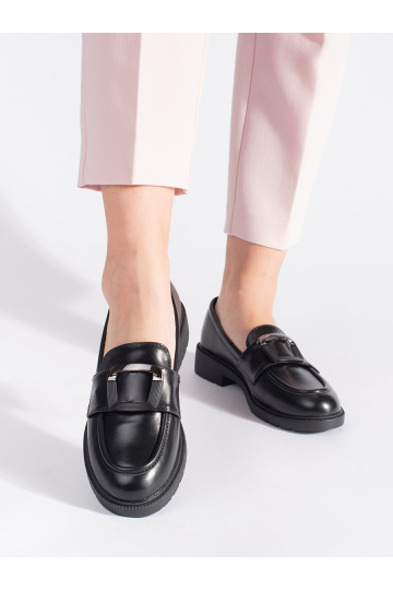 Melns sieviešu mokasīni ar sprādzēm 2