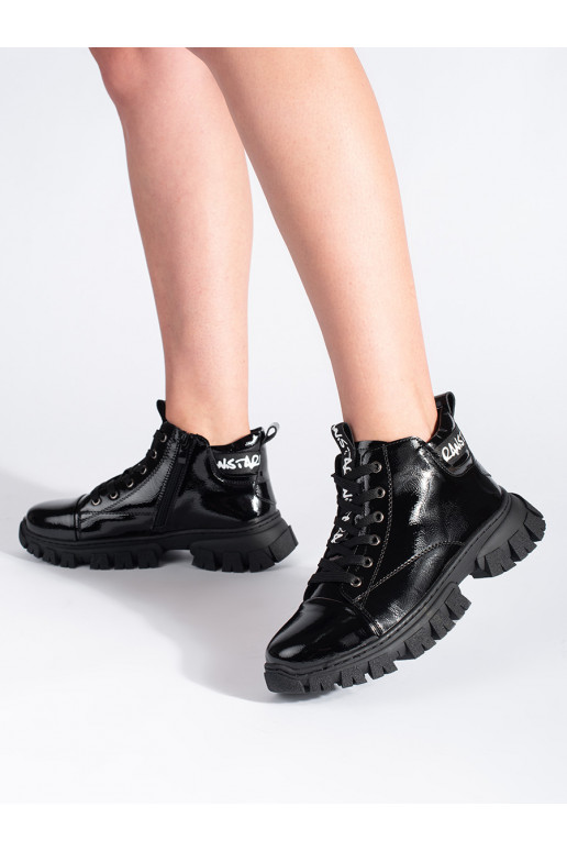 Laque Melnas krāsas sieviešu zābaki Sergio Leone