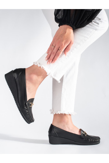 Melns sieviešu mokasīni ar sprādzēm 2